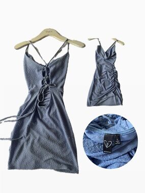 Windsor Light Blue Lace-Up Mini Dress - Size Small